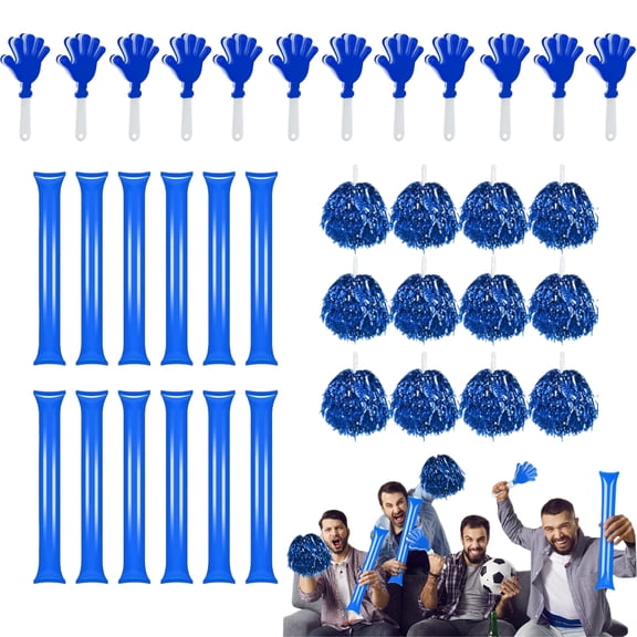 Qianfeng Cheerleading Blue Pom Poms Hand Clappers Thunder Sticks Noise Makers 36 Count