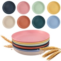 Qianfeng Dinner Plates Lightweight Wheat Straw Unbreakable Microwave Safe 8 Pack 9 Inch