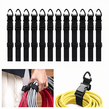 Qianfeng Extension Cord Holder Cord Organizer (12 Pack) Cable Organizers Adjustable 17.7 Inch (Unfolded) Heavy Duty Storage Strap for Hanging Extension Cord