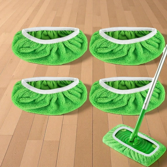 Qianfeng Reusable Mop Pads Refill, Washable Microfiber Pads for Wet/Dry Mop, 4 Pack