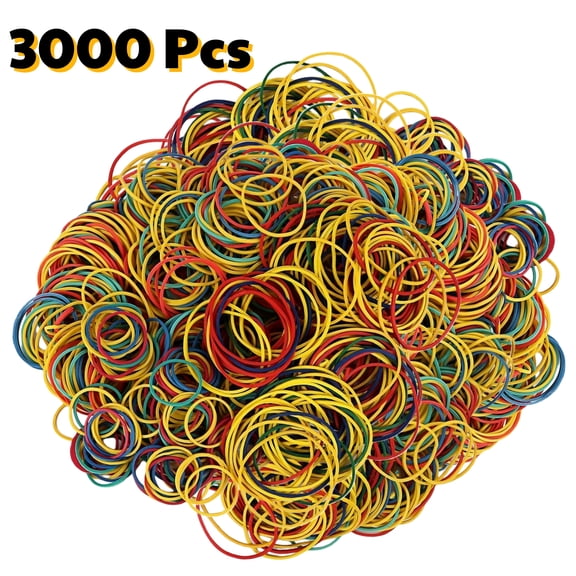 Qianfeng Rubber Bands Craft Home Office Organization Essentials 3000 Pcs 4 Colors 25/38/50 mm