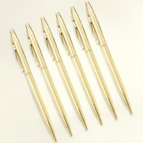 Qianfeng Slim Gold Pens Ballpoint Pen Black Ink 1 mm, 6 Pcs, Business Office Supplies