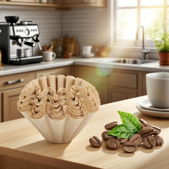 Qianglong unbleached coffee filters 8 12 cup (Natural Unbleached, 50pieces)