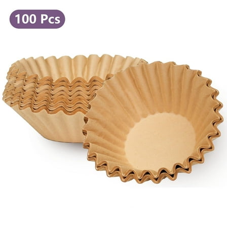 Qianglong Basket Coffee Filters 8-12 Cup, 100 Count Flat Bottom Paper Filters unbleached coffee filters for Drip Coffee Makers, Compatib