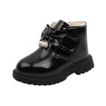 thumbnail image 1 of Qiangong Girls Boots Children Shoes Thick Heel Short Boots Warm Leather Boots Bow Cotton Shoes Warm Boots Toddler Boots Black 3, 1 of 6