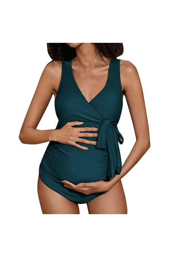 Qiangong Swimwear Halter Maternity One-Piece Swimsuit (Women’s, Size L)