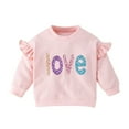 thumbnail image 1 of Qiangong Toddler Unisex Pullover Ruffles Long Sleeve Crew Neck Girls Tops Toddler Baby Girls Letter Print Long Sleeve Tops Warm Fall Winter Clothes Pink 3-4 Years, 1 of 8