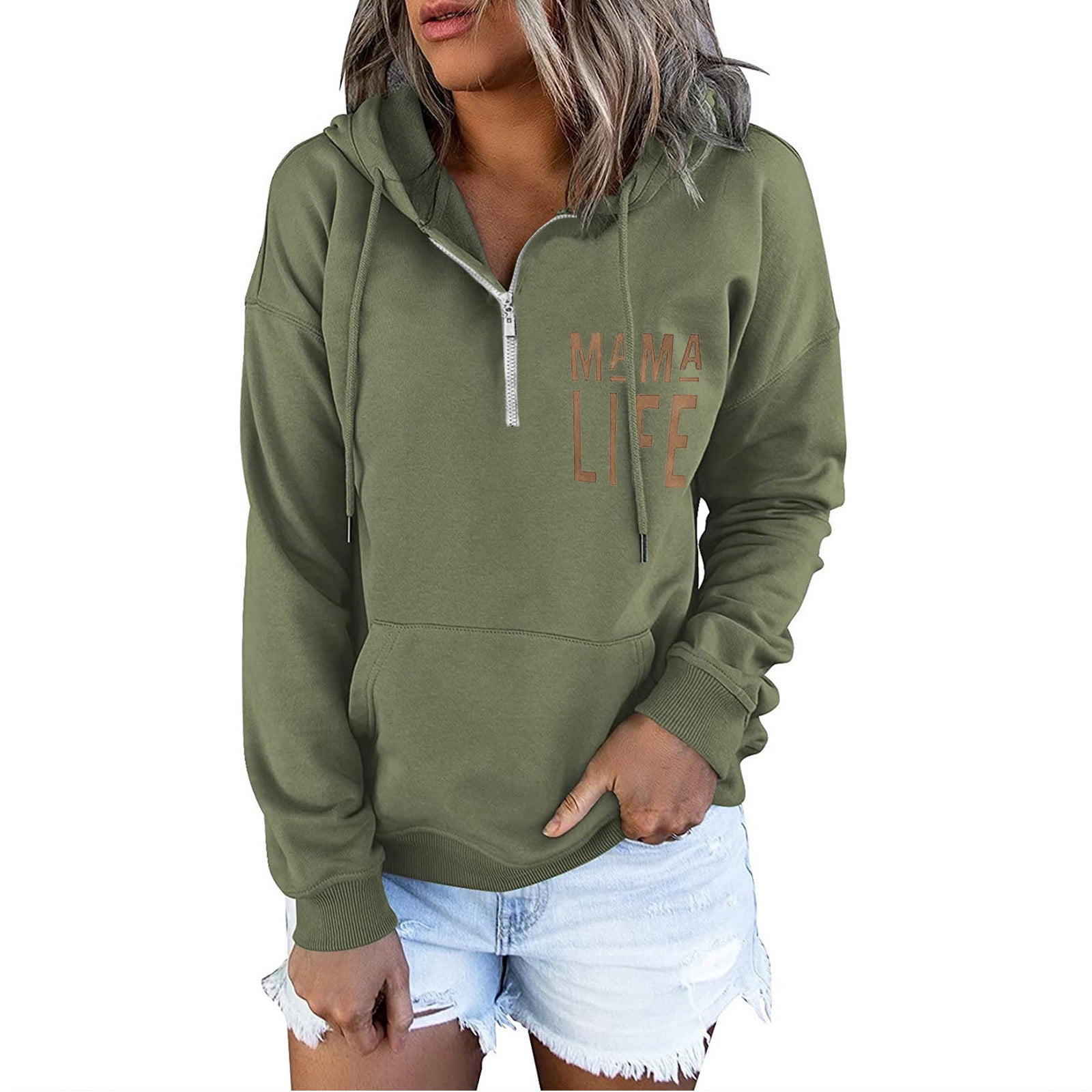 Womens Sweatshirts Half Zip Cropped Pullover Quarter Zipper Hoodies Fall  outfits Clothes Thumb Hole