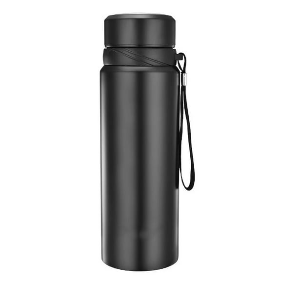 Qiangzon 1L Thermal Water Bottle - Keep Cold and Hot for up to 24 Hours, Vacuum Insulated Stainless Steel Bottle for Water, Tea, Coffee, 1000Ml Black, Leak-Proof, Portable, and Durable for Everyday