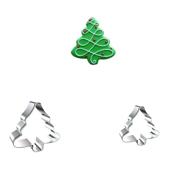 Qiangzon 2-Piece Christmas Tree Cookie Cutter Set with Recipe Booklet - Perfect for Holiday Baking, Diy Decorations, and Gifts for Children and Home Bakers, Sturdy and Easy to Use 2 Molds