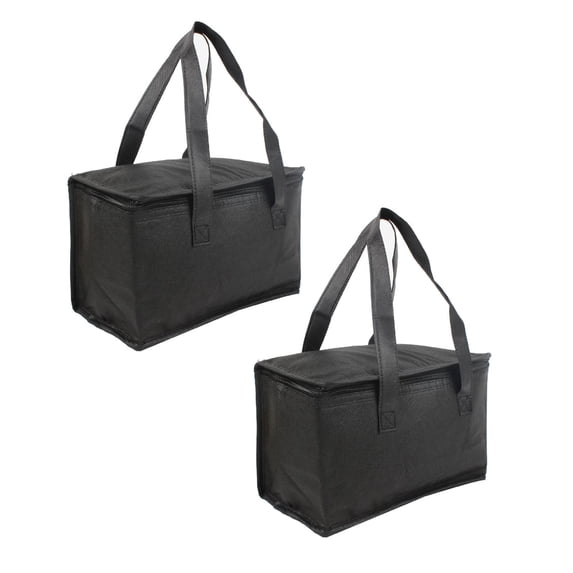 Qiangzon 2PC Black Insulated Cooler Bag, 24-Hour Cold Retention, Peva Leak-Proof Liner, Foldable Flat Storage, for Grocery Shopping, Outdoor Picnic