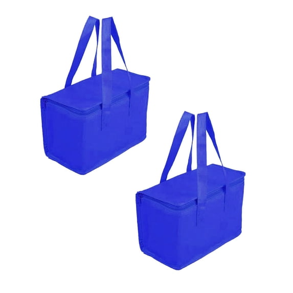 Qiangzon 2PC Blue Insulated Cooler Bag, 24-Hour Cold Retention, Peva Leak-Proof Liner, Foldable Flat Storage, for Grocery Shopping, Outdoor Picnic