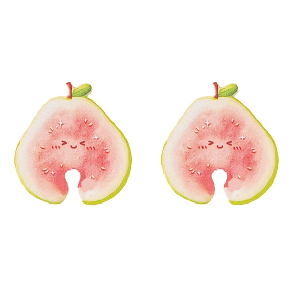 Scouring Sponge Red Qiangzon 2PC Red Cute Fruit-Shaped Wood Pulp Sponge Double-Sided Non ...