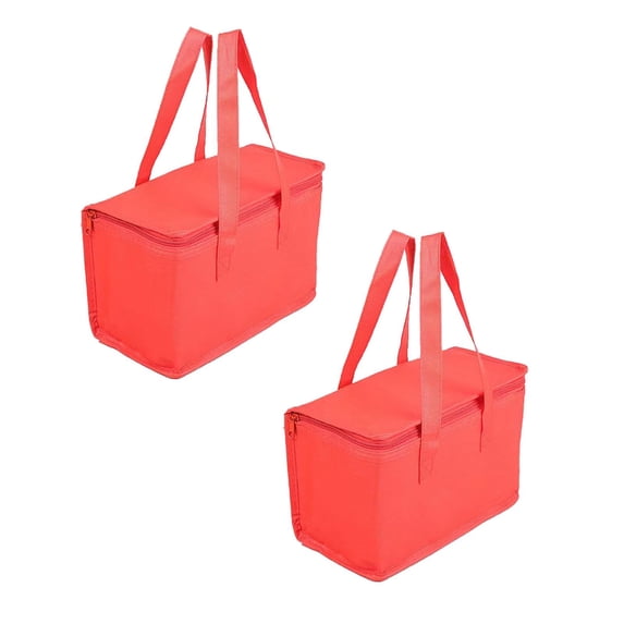 Qiangzon 2PC Red Insulated Cooler Bag, 24-Hour Cold Retention, Peva Leak-Proof Liner, Foldable Flat Storage, for Grocery Shopping, Outdoor Picnic