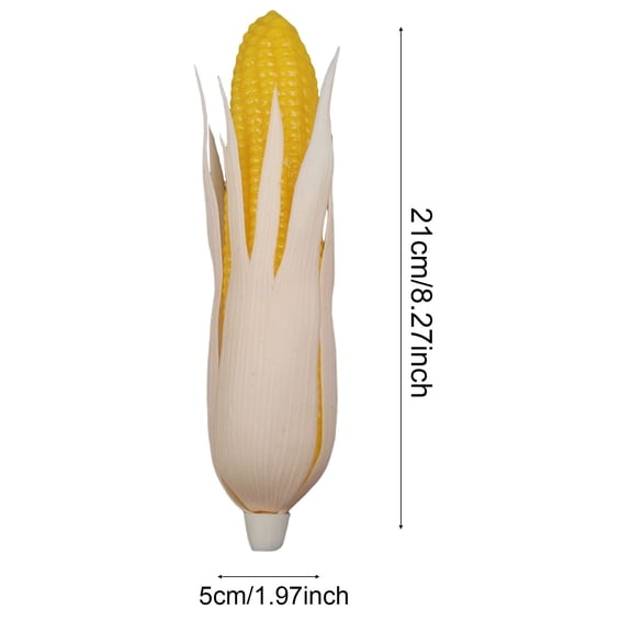 Qiangzon 2Pcs Artificial Corn, Fake Food Prop, Realistic Plastic Corn on The Cob for Photography Display, Kitchen Decor, Farmhouse, 8.27 Inch, White*2