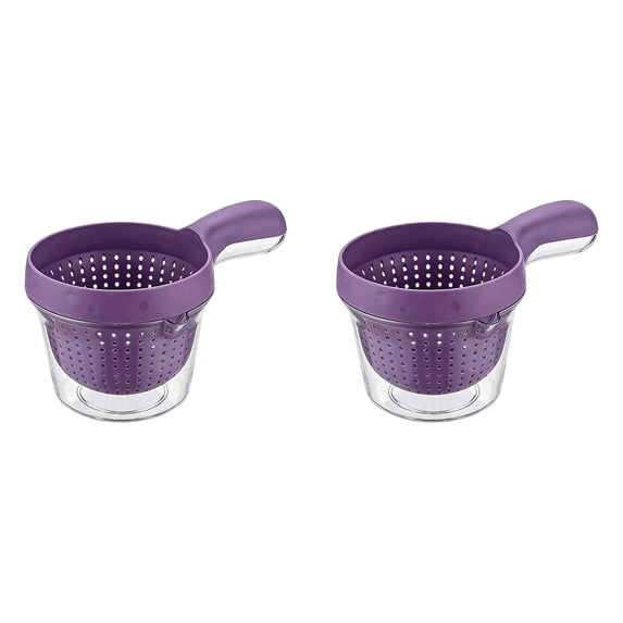 Qiangzon 2Pcs Dual-Layer Vegetable Draining Basket,Watermelon Bowl with Strainer for Mini Berry and Tomato Grape Washer (Purple), Fruit Rinser Strainer Container, Small Fruit Washer Fruit Strainer