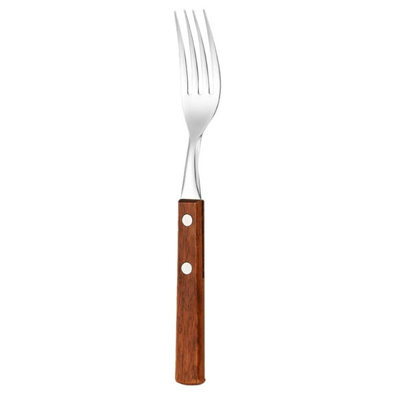 Qiangzon 304 Stainless Steel Dinner Forks with Wooden Handle, 7.9 Inches Long Ergonomic Forks for Salad, Pasta, Steak, and More, Modern Design Suitable for Home Dining and Travel A Dinner Fork