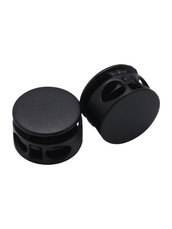 50Pcs Metal Cord Locks, Double Hole Drawstring Spring Stopper, Round Toggle Fastener for Hoodie Backpack, Shoelace Jacket Adjuster , Black