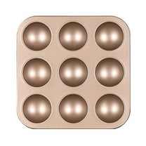 Qiangzon 9-Cup Non-Stick Carbon-Steel Half-Sphere Cupcake Pan – Quick-Release Muffin Mold for Cake Pops, Mini Cheesecakes, Gelatin Domes, Oven-Safe 500°F Bakeware for Party Desserts