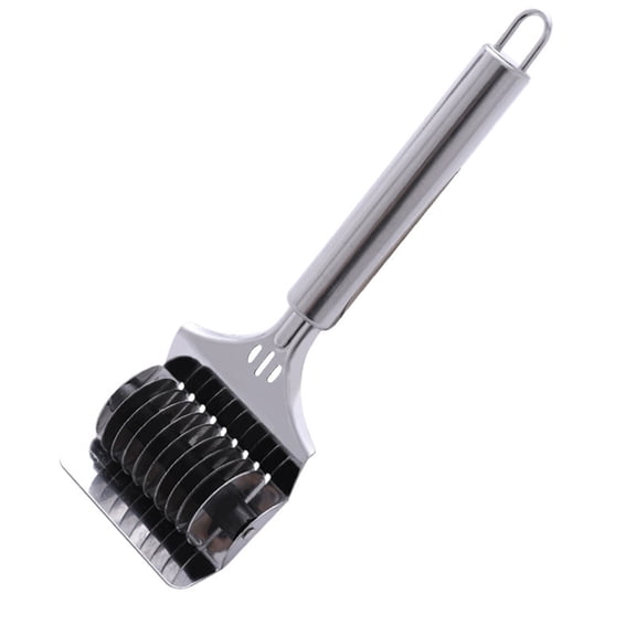Qiangzon 9-Wheel Stainless Steel Spaghetti Maker & Pasta Cutter - Plaid Roller Dough Cutter for Noodles, Pastries, Cookies, Practical Kitchen Tool with Anti-Slip Handle, Easy to Clean & Hang