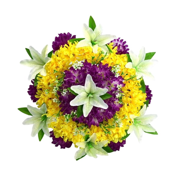 Qiangzon Artificial Flower Wreath, Memorial Cemetery Wreath, Memorial Decor, Weather Resistant Chrysanthemum for Outdoor Sympathy, Grave Decoration, 13 Inch, White