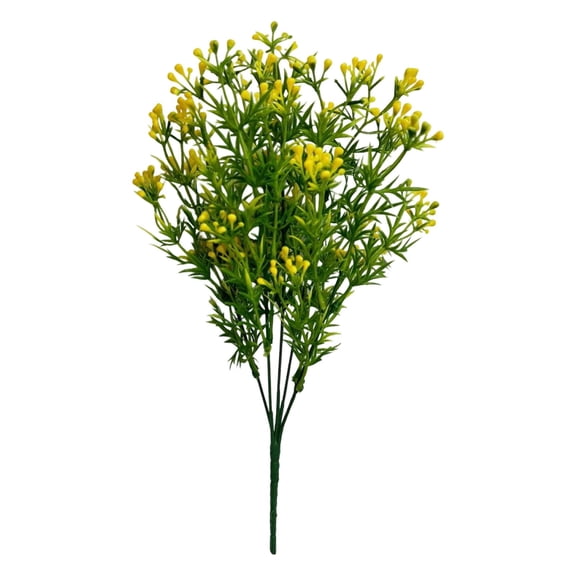Qiangzon Artificial Greenery Bushes, Pearl Flower Shrubs, Simulation Greenery Plants, 14 Inch Plastic Simulation Plant for Home Garden, Wedding, Verandah Decoration, Yellow