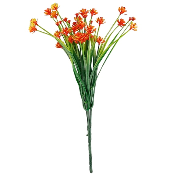 Qiangzon Artificial Spring Grass Plants, Outdoor Fake Plant Flowers, Realistic Greenery Blooms for Home, Garden, Terrace, Office, Indoor Outdoor Decoration, Orange