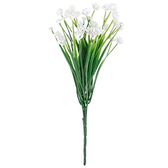 Qiangzon Artificial Spring Grass Plants, Outdoor Fake Plant Flowers, Realistic Greenery Blooms for Home, Garden, Terrace, Office, Indoor Outdoor Decoration, White