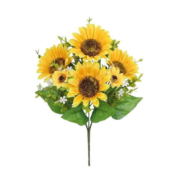 Qiangzon Artificial Sunflower Bouquet, Faux Sunflowers for Home Decor, Silk Flowers for Living Room Dining Table, Photography Prop Ornament, I