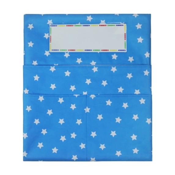 Qiangzon Blue Chair Back Storage Organizer, Multiple Pockets, Polyester Fabric, Machine-Washable, for Classroom Organization, Office Storage