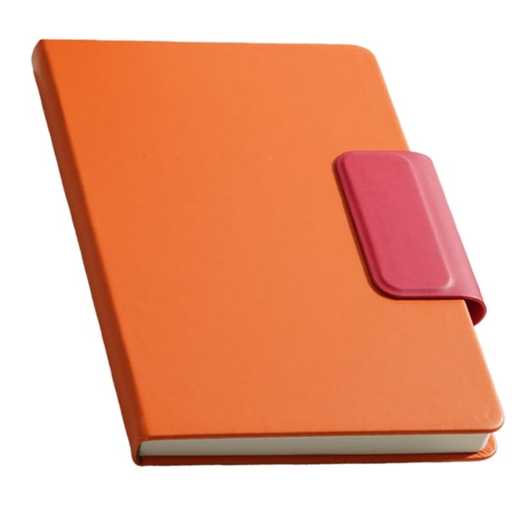 Qiangzon Buckle Notebook, PU Leather Journal, Lined Writing Notebook, Flat Lay Planner Journal with Secure Closure for Office, Meetings, School, Daily Notes, 5.9x8.3 Inch, Orange