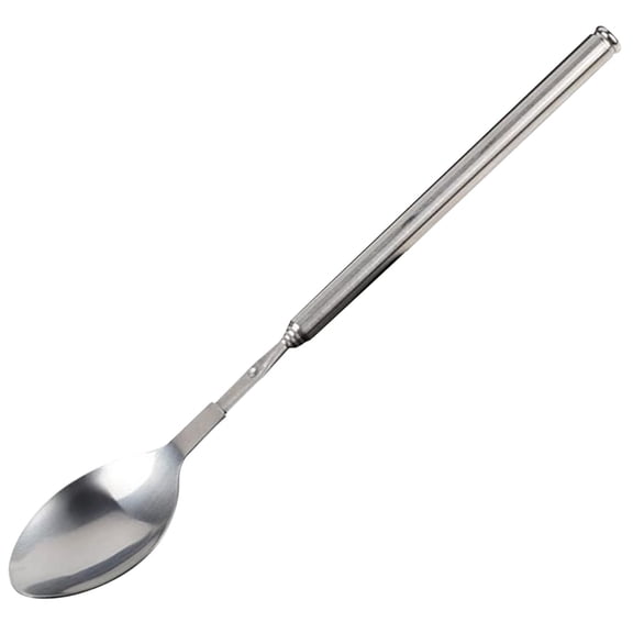 Qiangzon Extendable Spoon, Stainless Steel Retractable Long Handle Telescoping Spoon for Dining, Dessert, Bbq and Outdoor Camping, Adjustable Serving Utensil A Spoon
