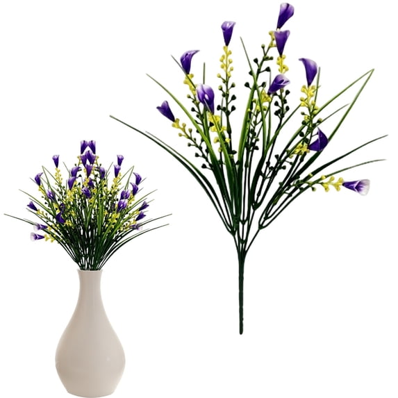 Qiangzon Faux Calla Lily, Artificial Flowers for Outdoors, Fake Plants UV Resistant, Faux Plastic Flowers, Indoor Outside Planter Home Porch Summer Decor, Dark Purple