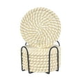 thumbnail image 1 of Qiangzon Hand-Woven Cotton Rope Placemats – Round Thick Insulation Coasters for Dining Table, Heat-Resistant Pot Holders, Absorbent Cup Mats, Set with Metal Rack, Rustic Farmhouse Kitchen Décor, 1 of 8