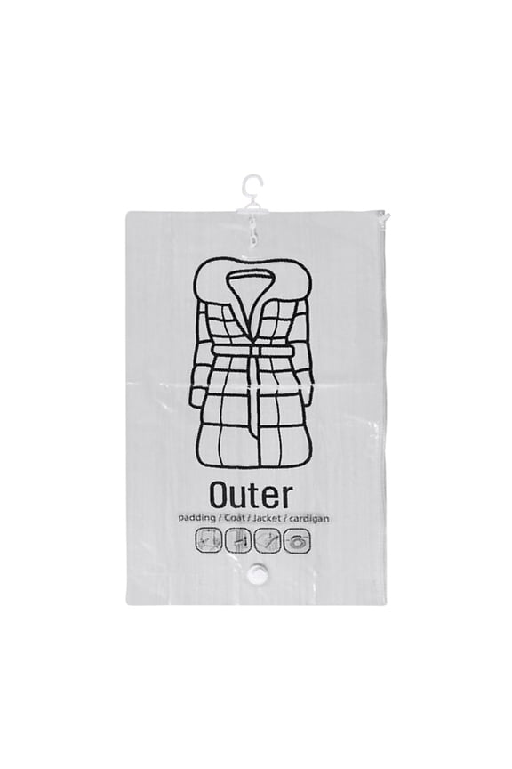 Hanging Transparent Vacuum Storage Bag with Compression for Clothes, Suits, and Jackets, Save Space in Closet Or Suitcase, Watertight and Airtight, Easy to Use with Any Vacuum Cleaner