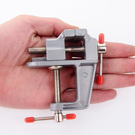 Qiangzon Mini Aluminum Bench Table Vice,Table Vice Vise Hobby Swivel Aluminum Craft Jewelry Clamp for Workbench Model Making Small Parts (Silver)