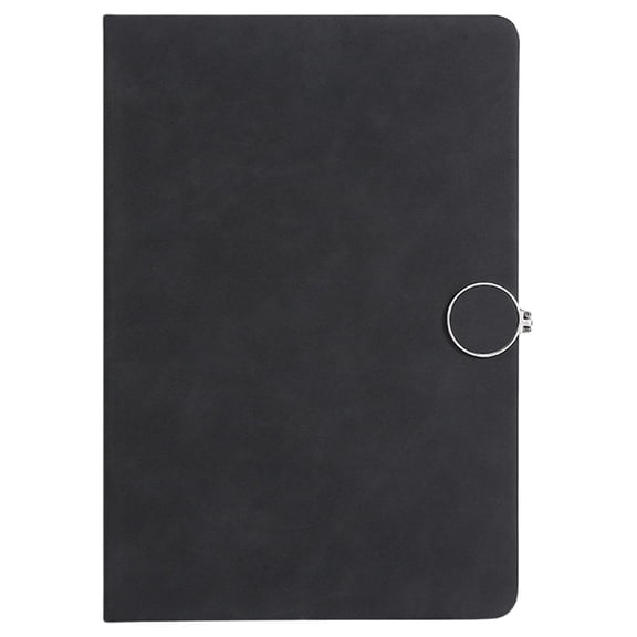 Qiangzon PU Leather Notebook, Lined Journal Notebook, Circle Buckle Closure Writing Notebook for Notes, Diary, Planner, Business, Office Desk Supplies, 5.71x8.35 Inch, Black