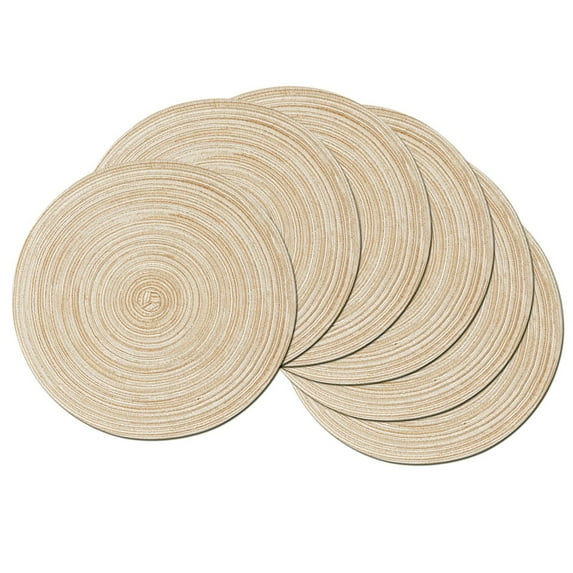 Qiangzon Round Placemats Coolmade Round Woven Placemats Set of 6 - Decorative and Heat Resistant Table Mats for Dining, Kitchen Decor, Indoor and Outdoor Use, Ideal for Holidays and Gatherings