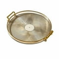thumbnail image 1 of Qiangzon Round Serving Tray with Handles - Decorative Plastic Platter for Coffee Table, Breakfast, Drinks, Snacks, and Fruit - Gold Finish 1 Round Serving Tray, 1 of 7