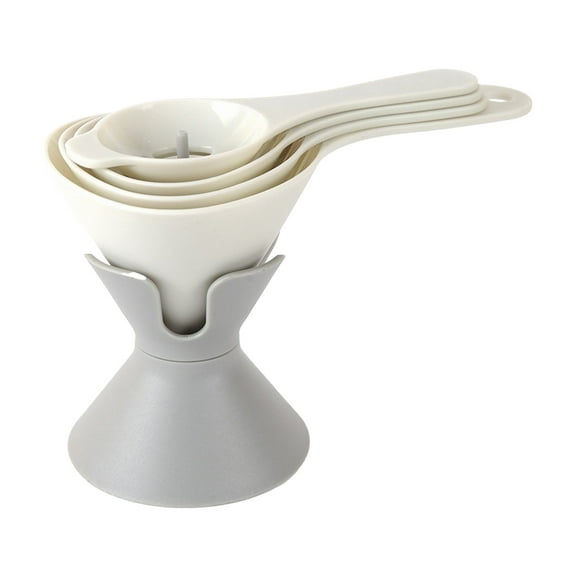 Qiangzon Set of 4 Kitchen Funnels with White Separator and Stand, 3 Sizes for Liquid, Powder, and Oil Transferring, Multi-Functional Funnel Set with Storage Holder, Food-Grade Pp Material