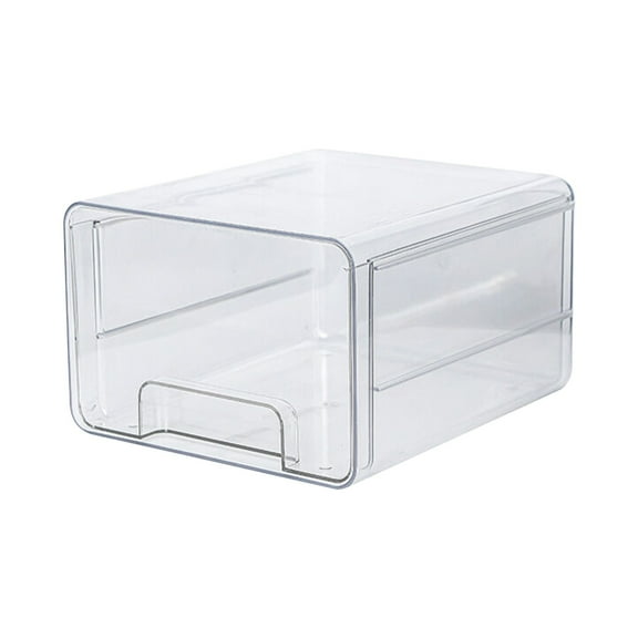 Qiangzon Stackable Clear Refrigerator Organizer Bins with Lids – Pull-Out Fridge Drawers with Drain Tray for Fruits, Vegetables, and Leftovers, Space-Saving Kitchen Storage Containers 1 Storage Box