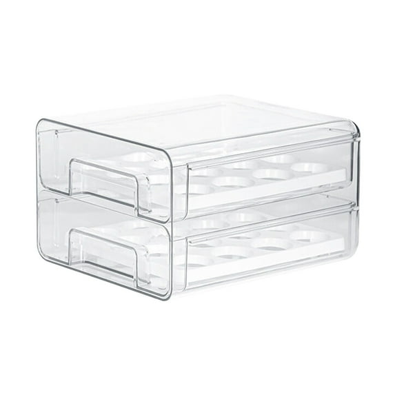 Qiangzon Stackable Fridge Organizer Drawers with Lids – Pull-Out Double Layer Refrigerator Storage Containers, Built-In Drain Tray, Ventilated Fresh System for Fruit, Veg, Meat, Pantry & Freezer