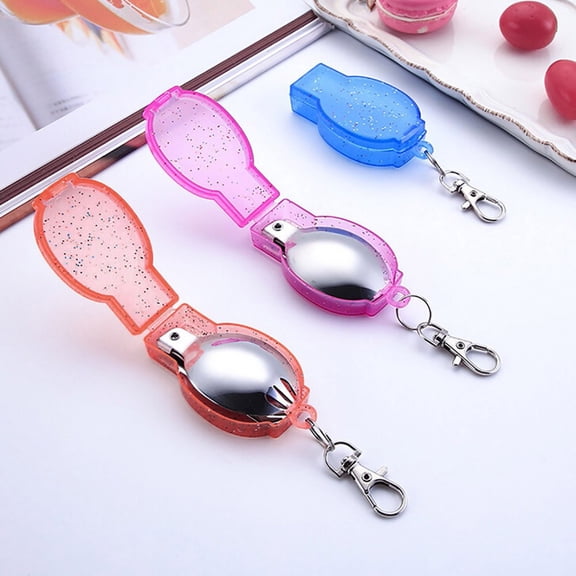 Qiangzon Stainless Steel Folding Spoon and Fork Set for Outdoor Travel, Camping, and Picnics, Portable Pocket Utensil with Storage Box, Ergonomic Handle for Easy and Convenient Use 1 Spoon + 1 Box