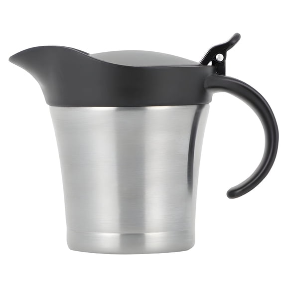 Qiangzon Stainless Steel Insulated Gravy Boat with Lid (450Ml) - Double Wall Thermal Serving Jug for Custard, Sauce, Syrup, Keeps Liquids Hot Or Cold, Easy Pour Spout, Elegant Tableware
