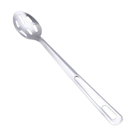 Qiangzon Stainless Steel Serving Spoons, Common Soup Spoon, Colander Spoon, Extended Saut茅 Spoon with Round and Long Holes - Versatile Kitchenware for Cooking and Serving, Durable and Non-Slip