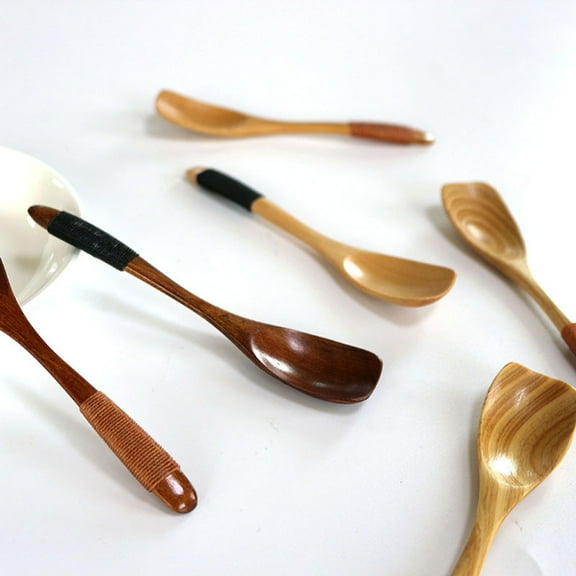 Qiangzon Tableware Set Tableware Set Clearance Wooden Soup Spoon - Natural Bamboo Kitchen Utensil for Cooking, Serving, and Eating, Eco-Friendly and Non-Toxic 1X Bamboo Spoon