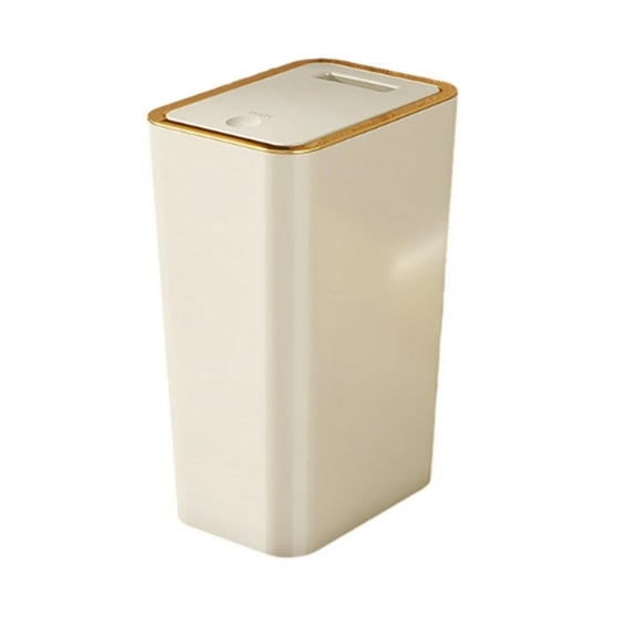 Qiangzon Trash Can with Lid, 2.6 Gallon Push-Type Garbage Bin for Living Room, Kitchen, and Bathroom - Slim Design with Secure Lid and Easy-To-Clean Plastic Construction Trash Can*1