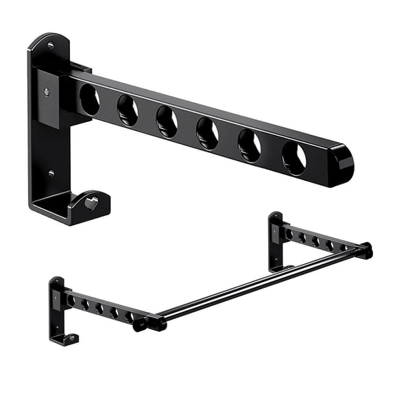 Qiangzon Wall Mounted Retractable Clothes Hanger with Foldable Pole for Space-Saving Drying, Windproof Design for Balcony and Bathroom Use, No Punching Required Easy Installation
