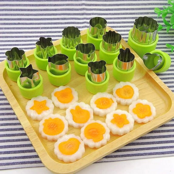 Qianha Mall 1 Set Embossing Mold Creative Shape Food Grade Smooth Edge Rustproof Reusable Stainless Steel Cookie Cutters Set Dessert Vegetable Cutter Mold Kitchen Supplies