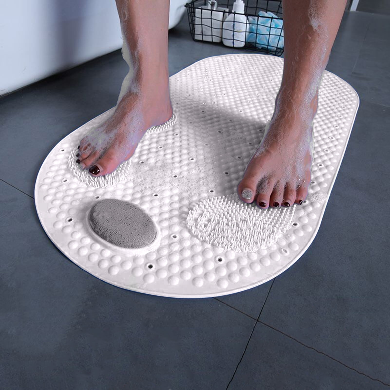 Qianha Mall 32"X16" Foot Scrubber Shower Mat with Pumice Feet Scrub ...